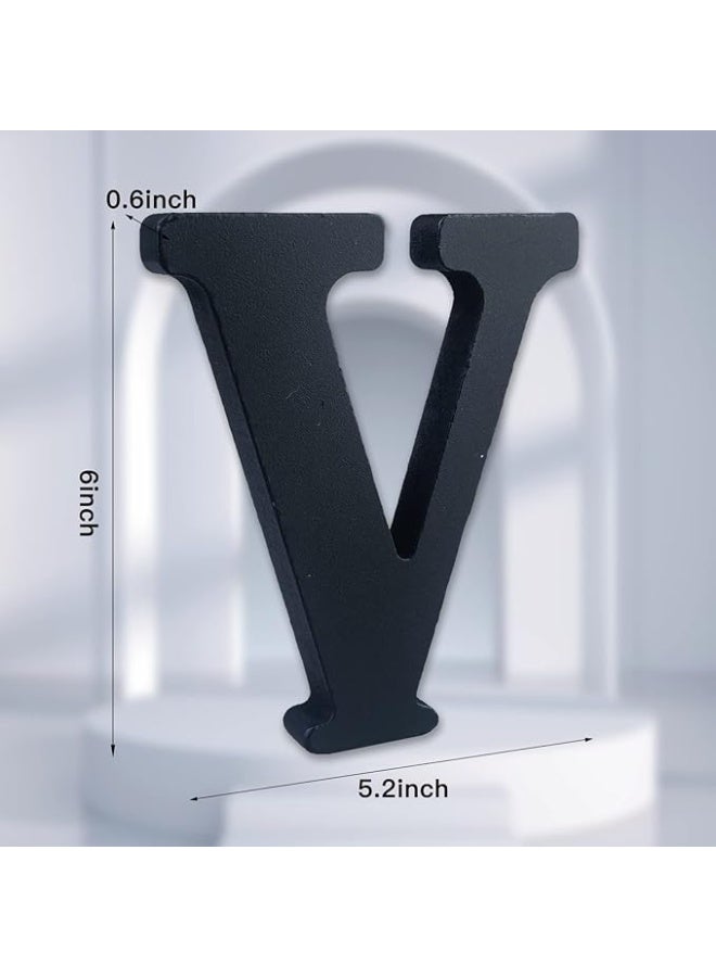 MIRFA Wooden Free Standing Decorative Letter Slices - Black - 6inches (V) - Image 2